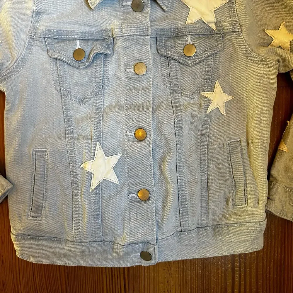 Wonder Nation light blue star‎ applique jean jacket SIZE 4/5